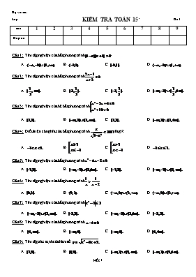 Kiểm tra Toán 15 phút